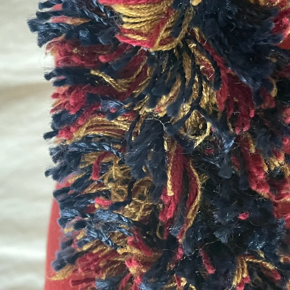 Maroon w/Navy Fringe Accent Pillow
